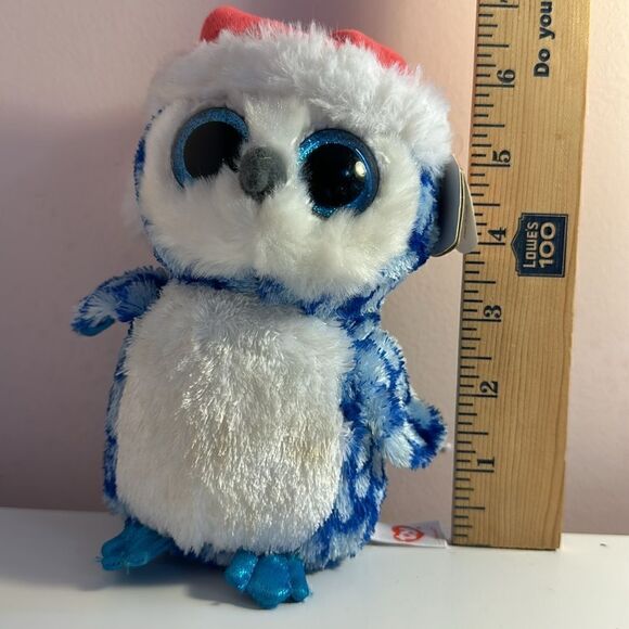 Ty Beanie Baby Owl Icicles with Santa Hat Tags - Picture 9 of 10
